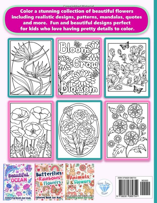Flower Coloring Book for Kids: Beautiful Designs for Girls Ages 8-12 and Tweens WoodArtSupply