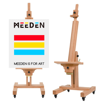 MEEDEN Extra Large Art Easel, Artist Painting Easel, Solid Beech Wood Easel, Heavy Duty Floor Easel, Studio Easel for Adults, Holds Canvas Art up to 71"