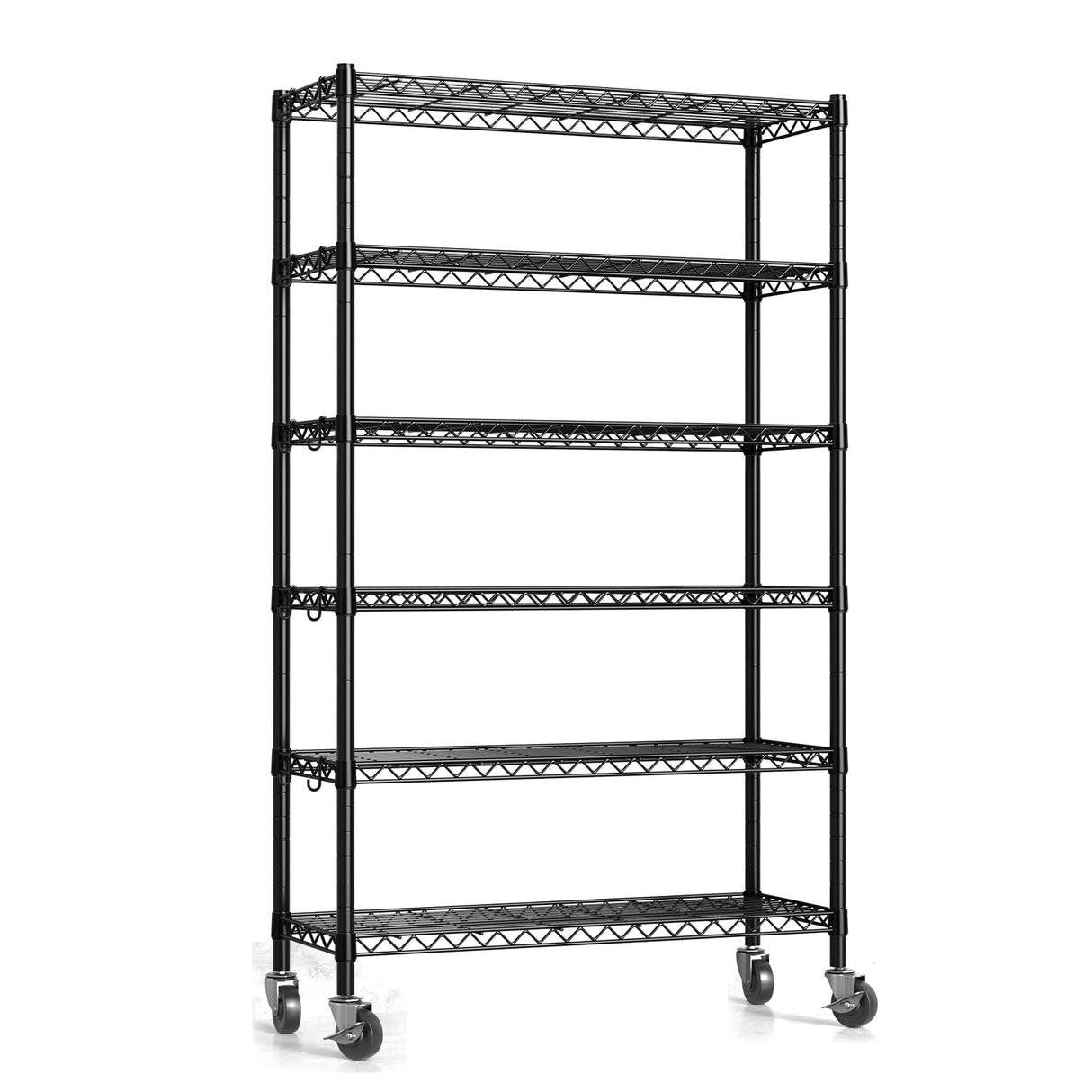 Hodonas 2300LBS Wire Shelving Unit, 36"W x 14"D x 75"H Metal Standing Shelf Units with Wheels / Leveling Feet, 6 Tier, Adjustable, Heavy Duty, and NSF Storage Shelves, Rolling Metal Shelving Wire Rack Hodonas