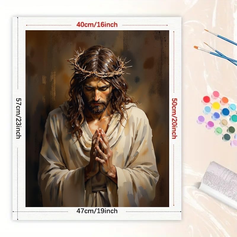 TAOPAOLAB Religious Art Paint by Numbers Kit for Adults - DIY Jesus Praying Painting on Canvas 16x20 Inches, Acrylic Paint Set, Suitable for Beginners, Inspirational Art for Home Decoration or Gifts. TAOPAOLAB