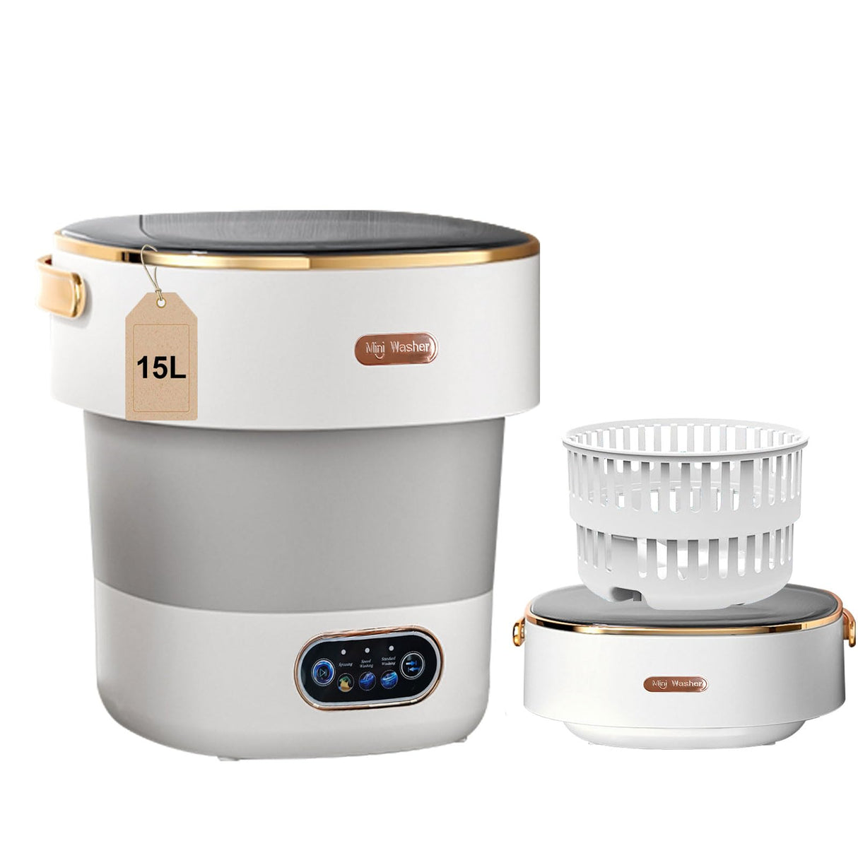 Portable Washing Machine,Mini Washer 15L Upgraded With Spin Basket,Small Clothes Folding Washing Machine Of Underwear, Baby And Small Clothes,Suitable For Home Apartments Dormitories, Hotels White NIXOD