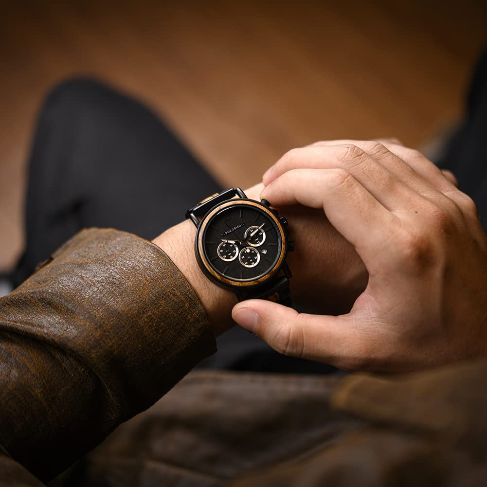 2win Mens Personalized Engraved Wooden Watches Custom Anniversary Birthday Wooden Watches for Him Husband Boyfriend Dad Son Christmas Watch 2win