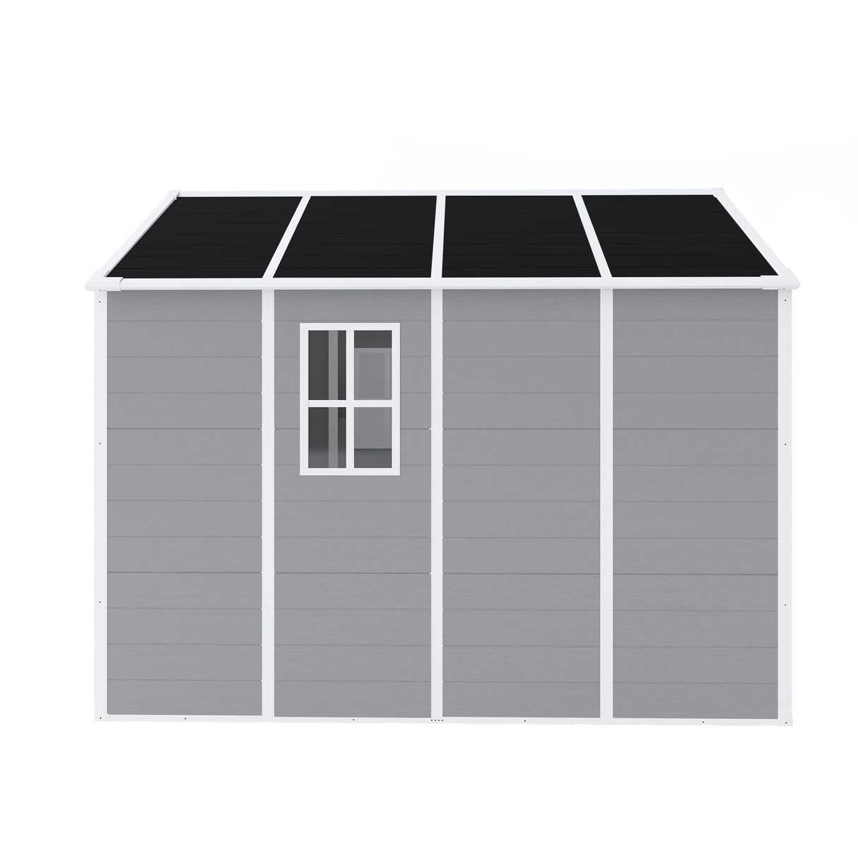 Outdoor Storage Shed 8x8 FT, Resin Shed with Floor & Window, Lockable Door, Vents, Outside Sheds & Garden Shed for Patio Furniture, Gardening Tools, Pool Equipment (Grey, 8 * 8ft) OUEEEDD