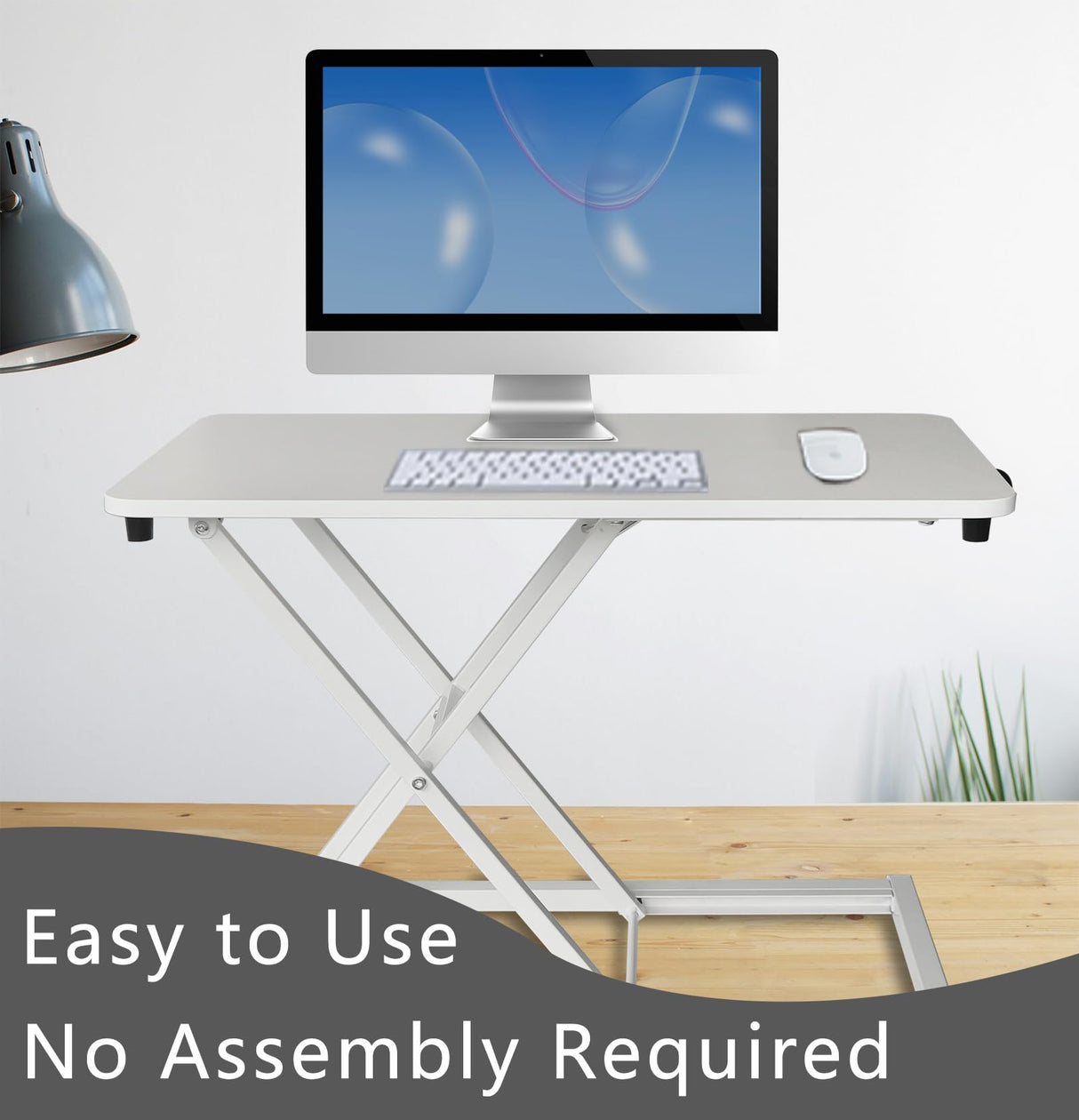 Aconcept Extra-Slim 24 x 14 White Lift Standing Desk Converter, Manual Adjustable Height Sit Stand up Desk Riser, Compact for Monitor or Laptop Workstation Aconcept