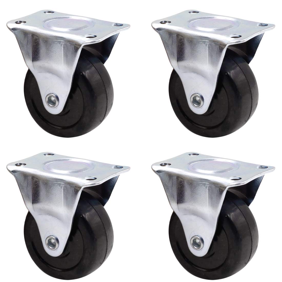 Luomorgo 4Pcs Casters Heavy Duty 2 inch Rubber Black Caster Wheels with Rigid Fixed Non-Swivel Top Plate for Furniture Luomorgo