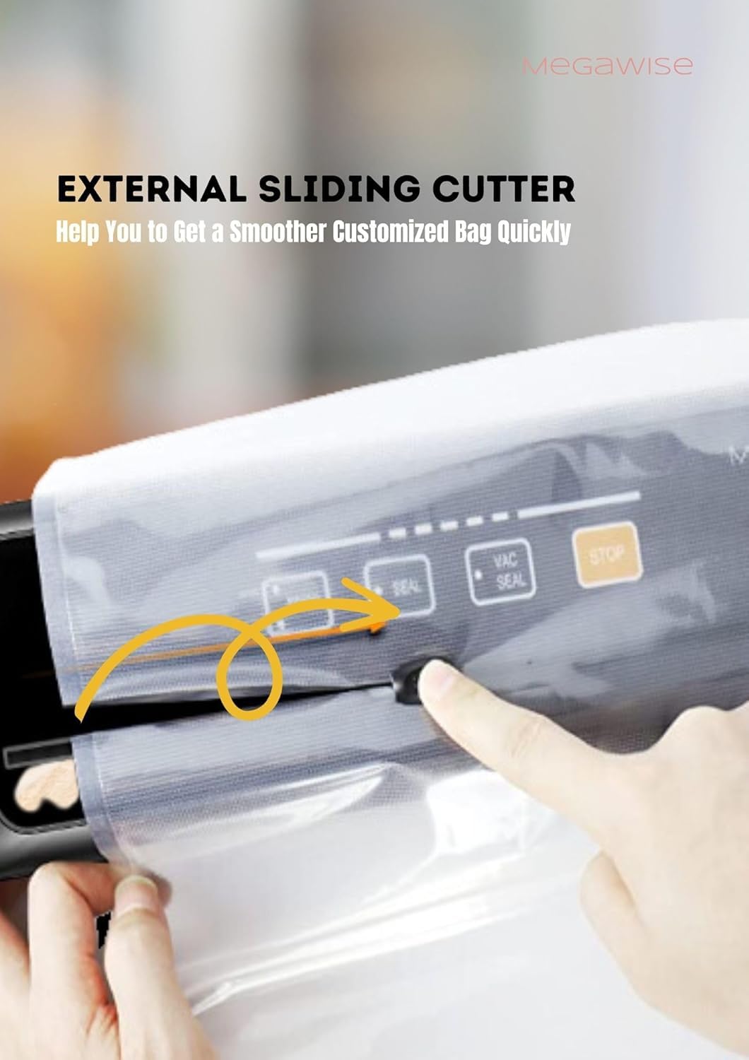 MegaWise Powerful and Compact Vacuum Sealer Machine One-Touch Automatic Food Sealer MEGAWISE