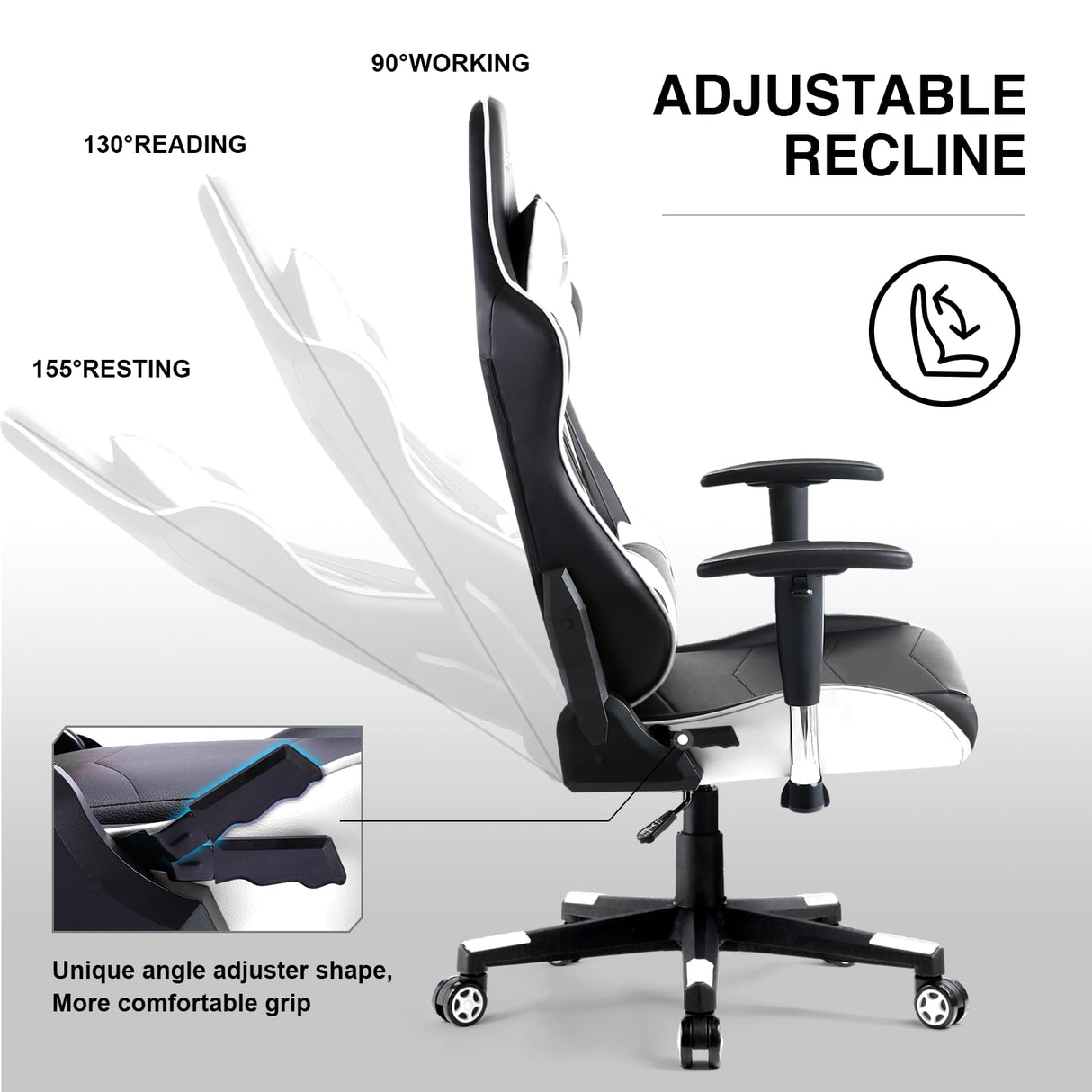 GTRACING Gaming Chair Racing Office Computer Ergonomic Video Game Chair Backrest and Seat Height Adjustable Swivel Recliner with Headrest and Lumbar Pillow Esports Chair (White) GTRACING