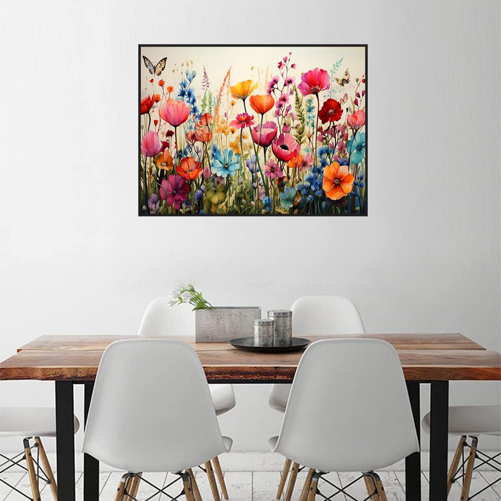 croshom Wild Flowers Diamond Art Painting for Adults-Flower DIY 5D Diamond Art Kits,Gem Art Kits for Gift Home Decor 12x16in croshom