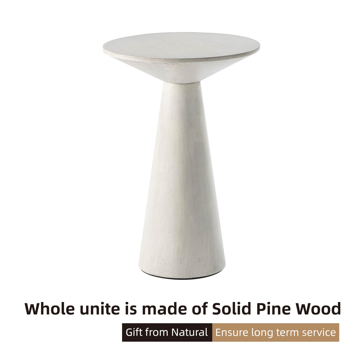 COZAYH Farmhouse Pedestal Small End Table Round Martini Table Wood Plant Stand Rustic Drink Table for Small Space Living Room, Bedroom, White COZAYH