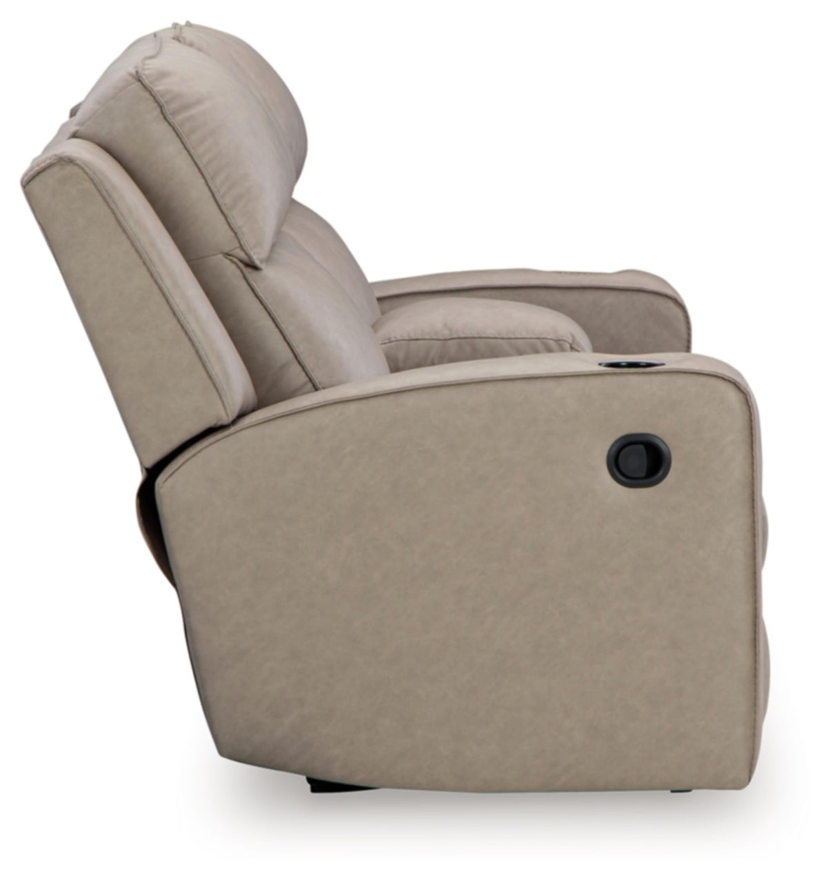 Signature Design by Ashley Lavenhorne Contemporary Faux Leather Manual Reclining Loveseat with Console and Cup Holders, Beige Signature Design by Ashley
