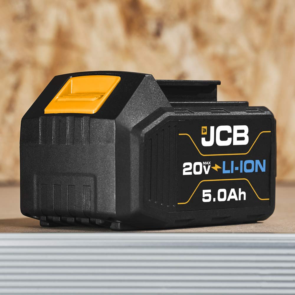 Jcb Tools - 20V Lithium-Ion Battery 5.0Ah With Charge Remaining Indicator - For Jcb 20V Power Tools - Drill, Jigsaw, Recip Saw, Circular Saw, Multi Tool, Miter Saw, Angle Grinder, LED Work Light JCB