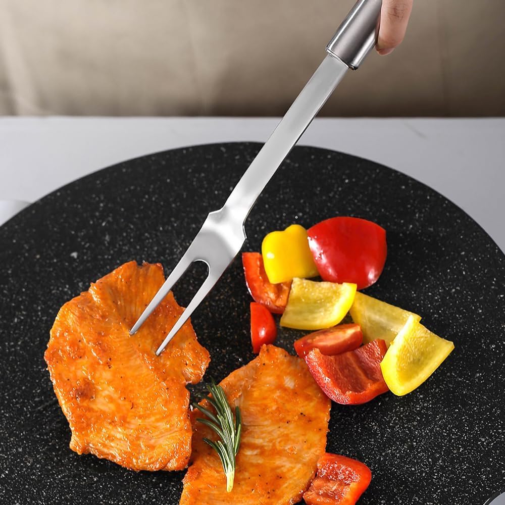 Begatter Meat Forks, Two Prong Large Forks for Cooking Kitchen Carving Serving BBQ Grilling, Stainless Steel, 13.3 Inch Long, 2 PCS Begatter
