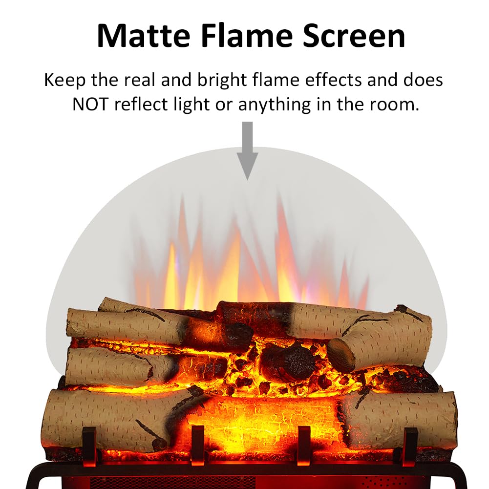 LegendFlame 23" W Free Standing Electric Fireplace White Birch Log Set (EF290A-WB), Fireplace Insert, Heater 750W/1500W, Crackling Sound, Remote Control Legend Flame