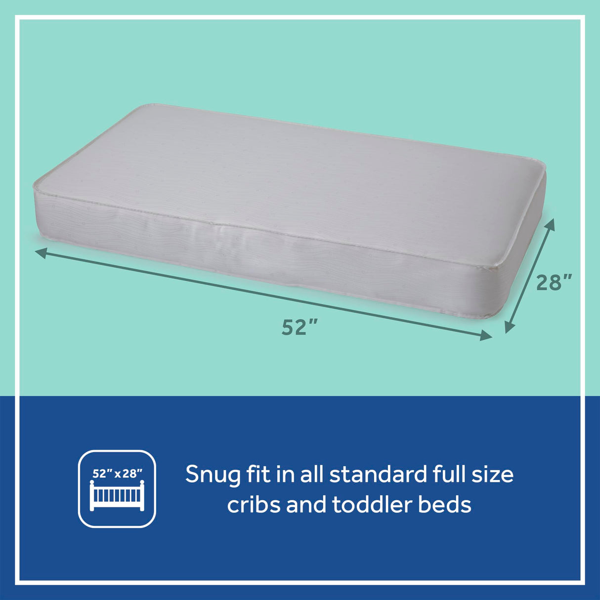 Sealy Baby Flex Cool Breathable 2 Stage Waterproof Crib Mattress plus Toddler Bed Fit, Airy Cotton Cover, 204 Premium Coils, GREENGUARD Gold Certified, Safety & Quality Tested, Made in USA, 52'X28' SEALY BABY