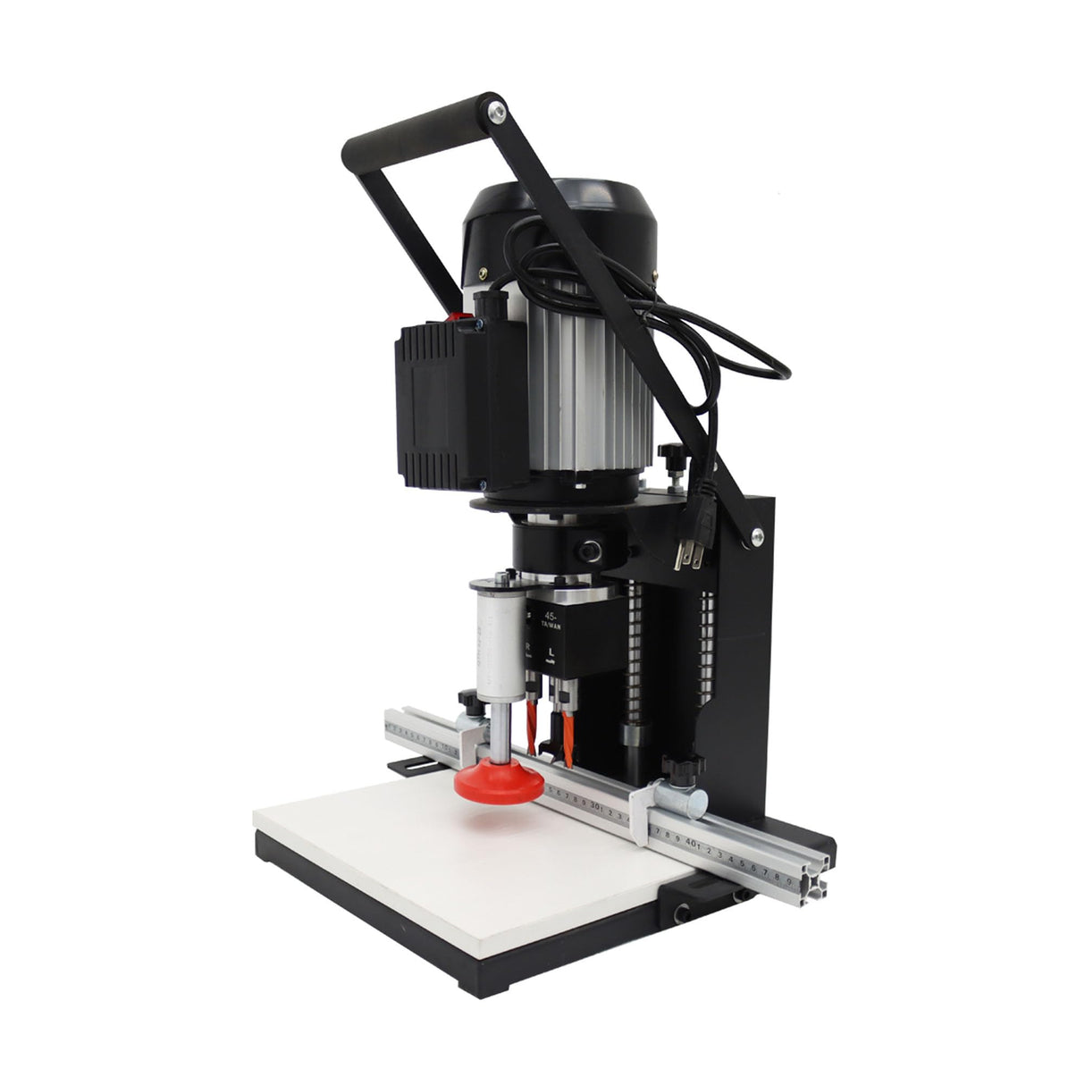 BREVELTION 110V Pneumatic Hinge Boring Insertion Machine Single Head Portable Electric Hinge Drill for Drilling Processing of Cabinets Wardrobes 45-9.5 Combined Drill 1.1KW BREVELTION