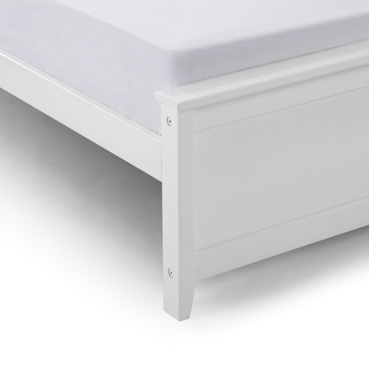 Solid Wood Queen Bed Frame with Headboard - Minimalist Design in White Plank+Beam