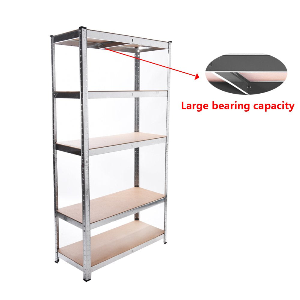 Panana 5 Tier Racking Shelf Garage Shelving Storage Shelves Unit 1.8M/1.5M Workshop/Commercial/Industrial/Kitchen (Silver, 180X90X40CM) Panana