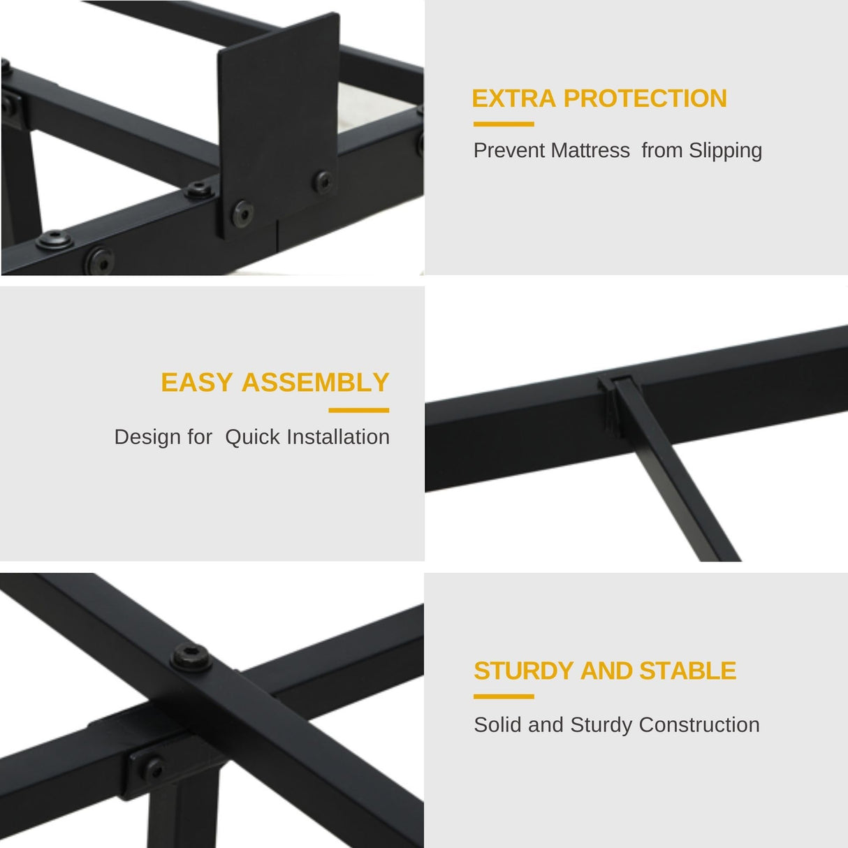 DWVO Full-Size Floating Bed Frame, Metal Platform Bed with LED Light, Charging Hub and Sturdy Steel Slats, Box Spring No Needed, Simple Setup (Black) DWVO