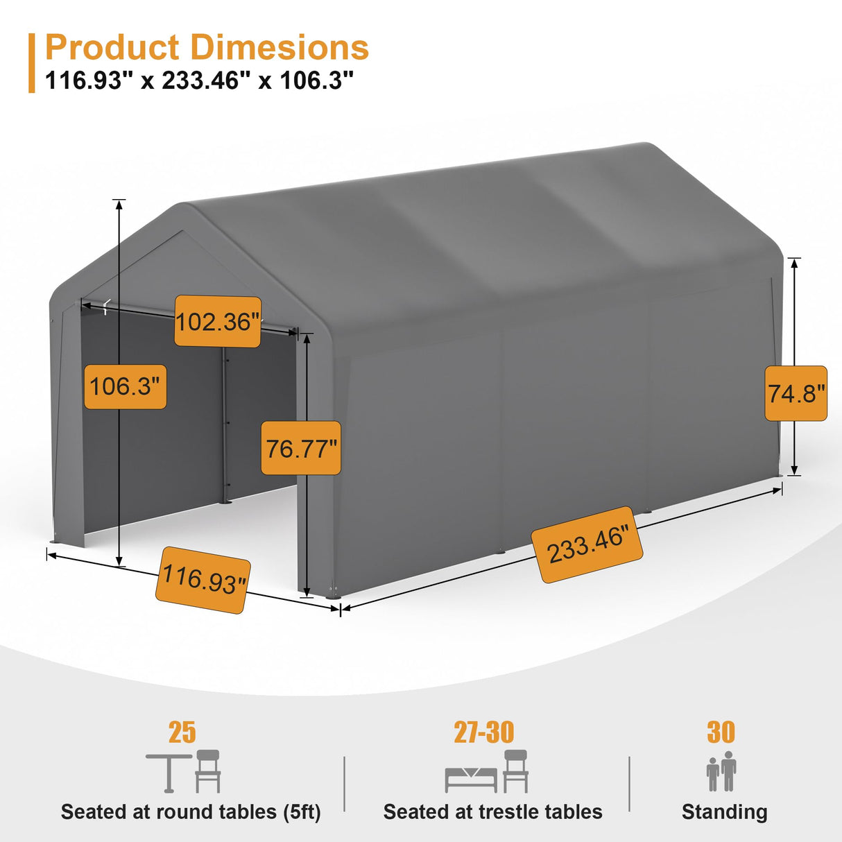 GOJOOASIS Carport Tent Car Ports Party Tent Heavy Duty Portable Car Garage Tent Outdoor Gazebo Car Shelter (10’ x 20’) GOJOOASIS