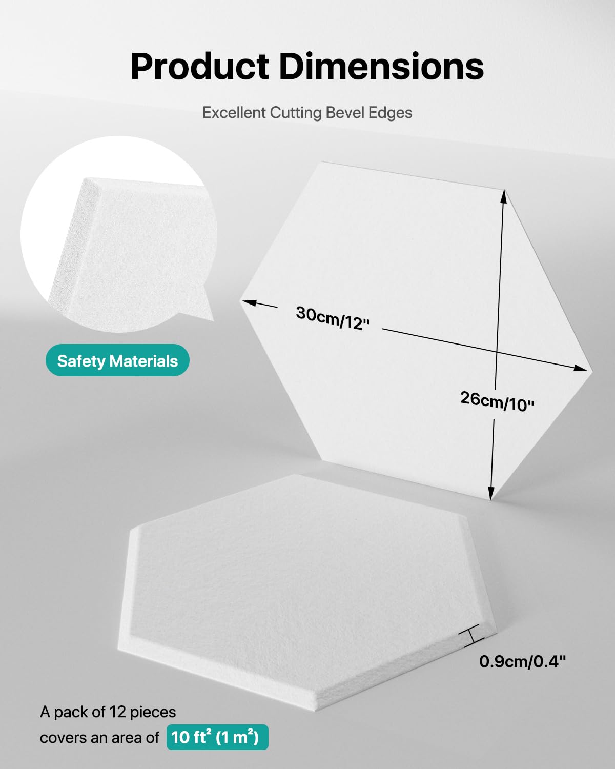 12 Pack Soundproof Wall Panels, Hexagon Acoustic Panels High Density Acoustic Wall Panels, Self-Adhesive Sound Proofing Panels for Walls, Office,Reccording Studio, Ceiling 12" X 10" X 0.4" White Soundsbay