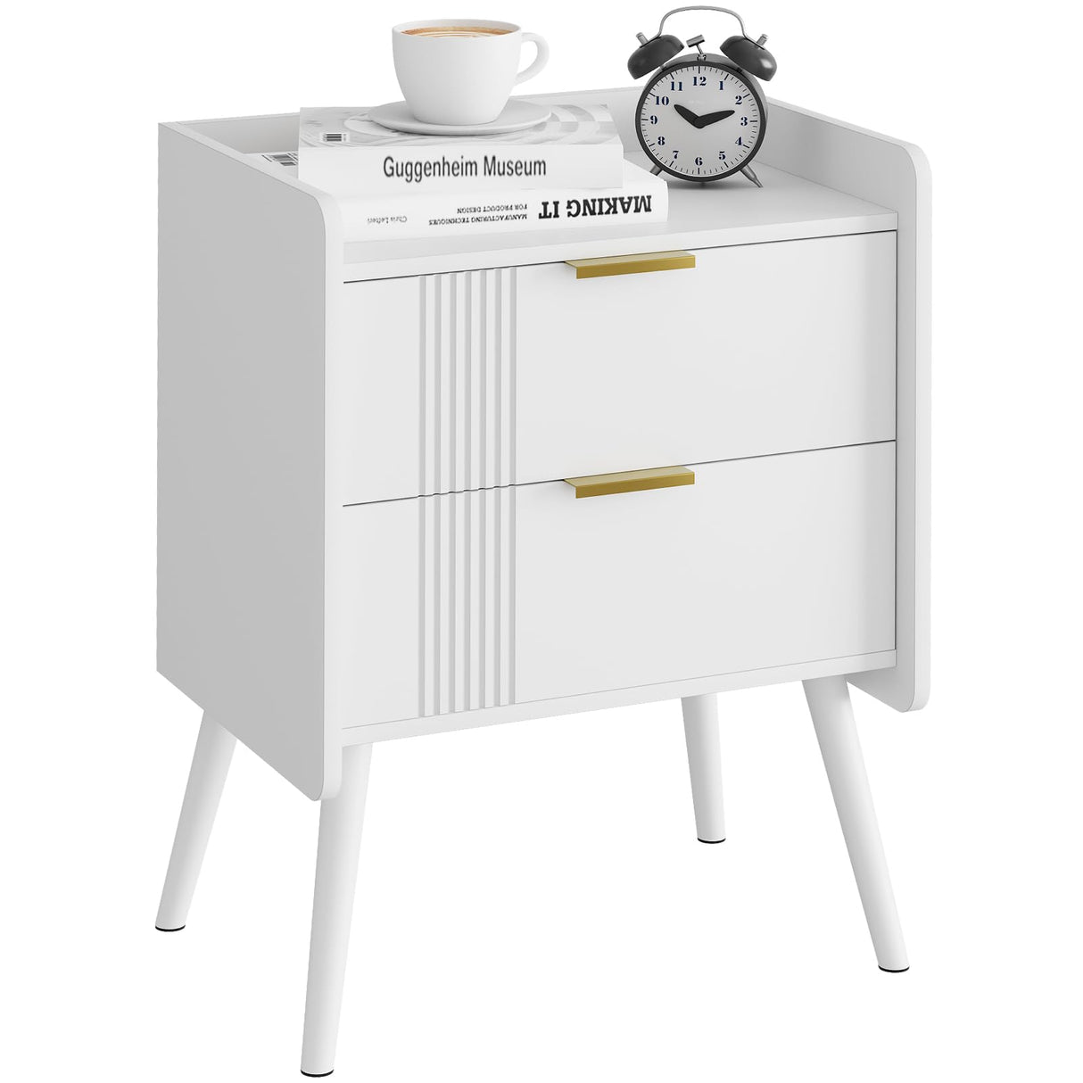 Aenuert White Nightstand Modern Bedside Table with 2 Storage Drawer, Small Night Stand, Wooden End Table,Sofa Side Table for Bedroom,Study Room and Small Spaces Aenuert
