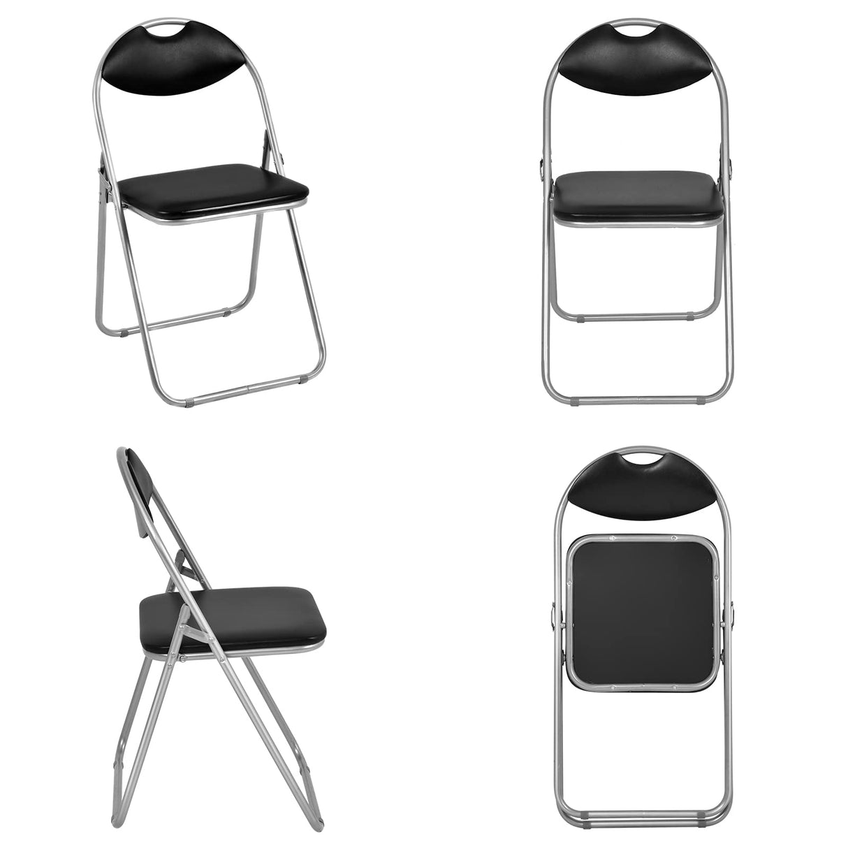 Giantex 6-Pack Folding Chairs Set - Waiting Room Chairs with Padded Seats and Carrying Handle for Desks Home Office Steel Guest Reception Party Poker Stackable Conference Chairs Pack of 6 Giantex