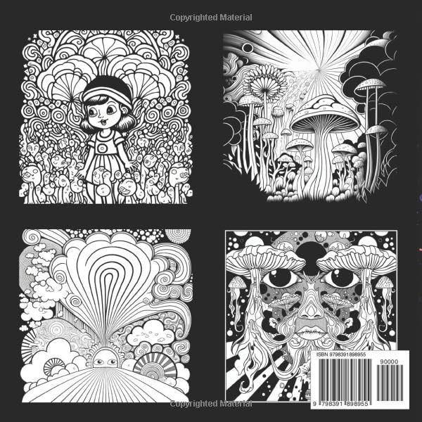 Trippy Coloring Book: 45 trippy coloring pages including Trippy Landscapes, Magic Fungi and Cosmic Beings | Stress Relief and Relaxation Majosta