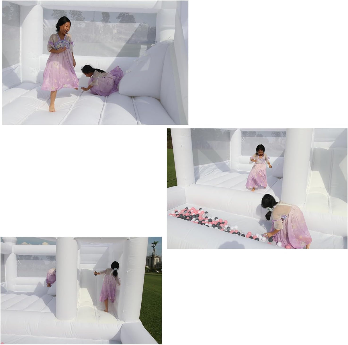 15x15FT White Bounce House for Kids Adults, with Slide & Ball Pit, (Commercial Grade Heavy Duty PVC) (1100W Blower), Large Jumper Bouncy Inflatable Castle, Wedding, Birthday Party, Baptism, 15x15x10ft Okayego