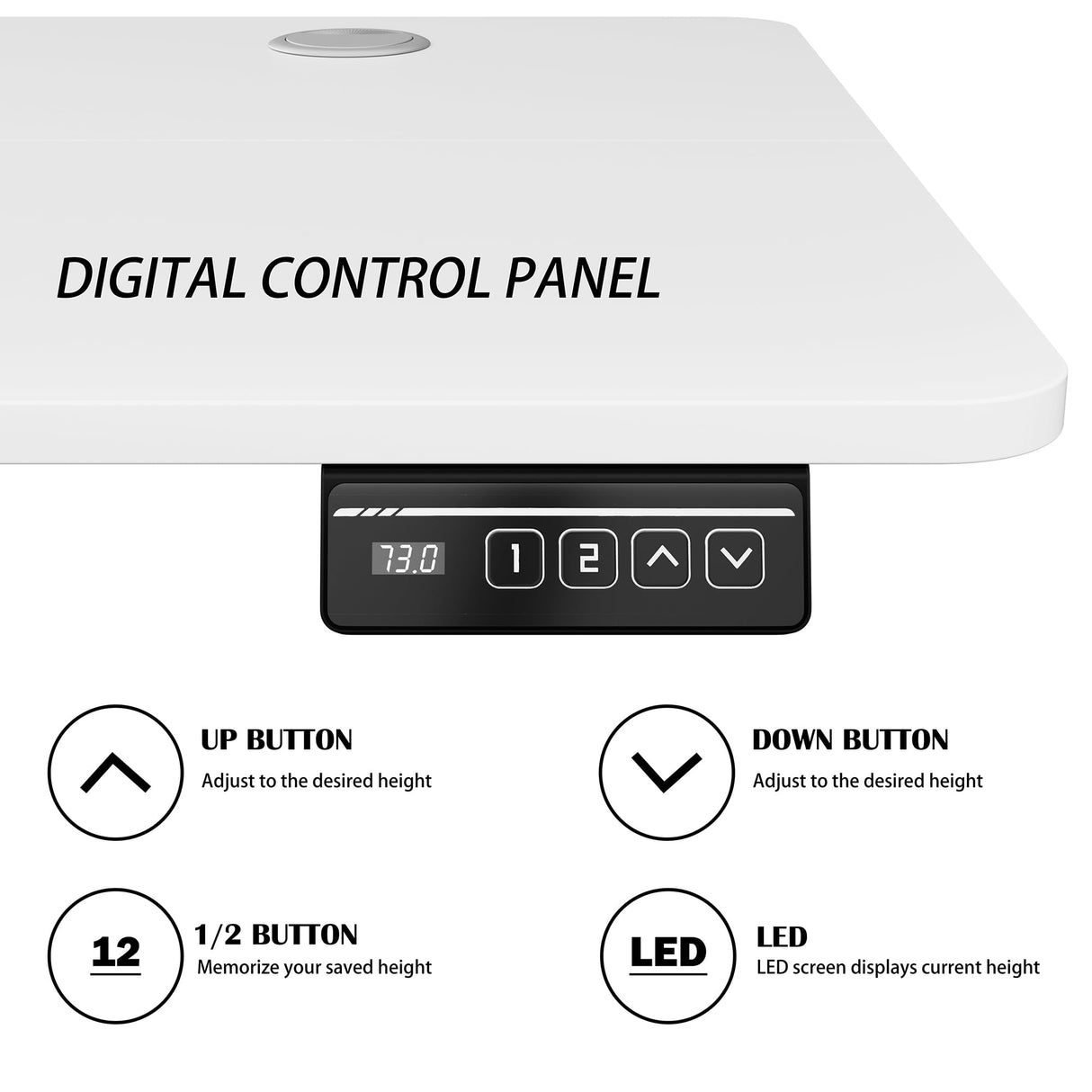 Meilocar Height Adjustable Electric Standing Desk, Adjustable Desk Standing Desk with Memory Controller, White Adjustable Standing Desk with Splice Board, 48" x 24" Tabletop (White Top + White Frame) Meilocar