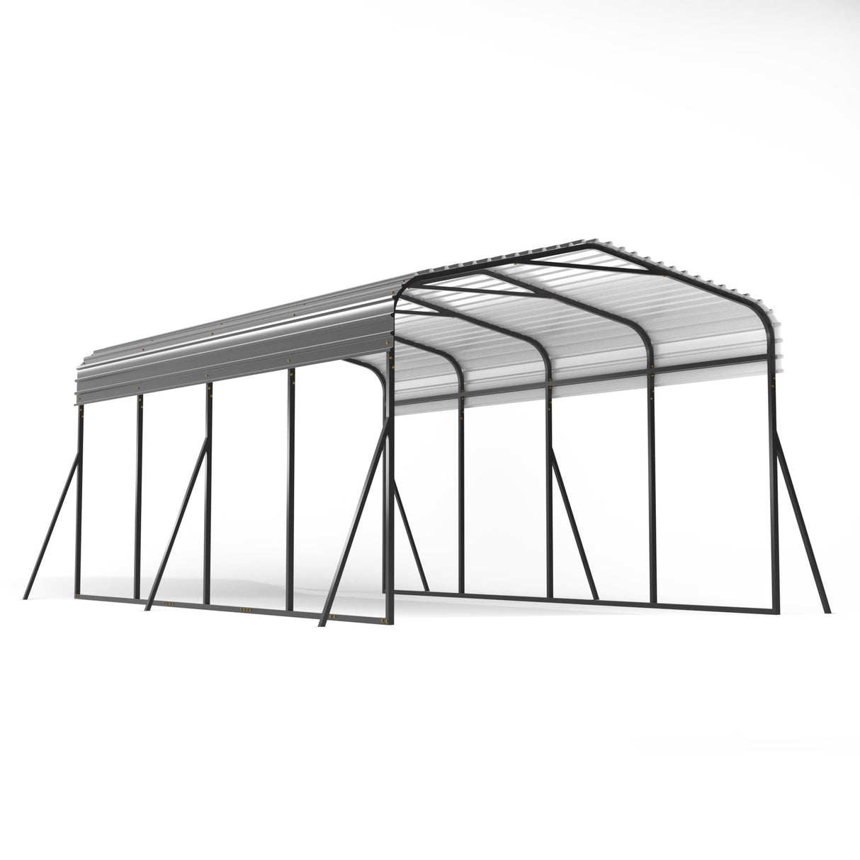 HOGYME Carport 12x20 FT Heavy Duty Carport Canopy with Updated Frame Structure Galvanized Steel Roof and Enhanced Base, Metal Carport Garage for Pickup, Boat, Car and Tractors, Grey HOGYME