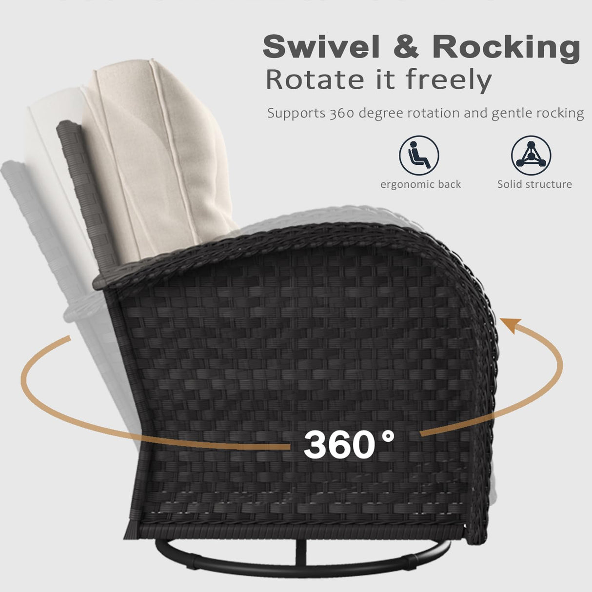 LayinSun 10 Pieces Outdoor Patio Furniture Set with Fire Pit Table, Rattan Wicker Sectional Swivel Rocker Chairs Sets LayinSun