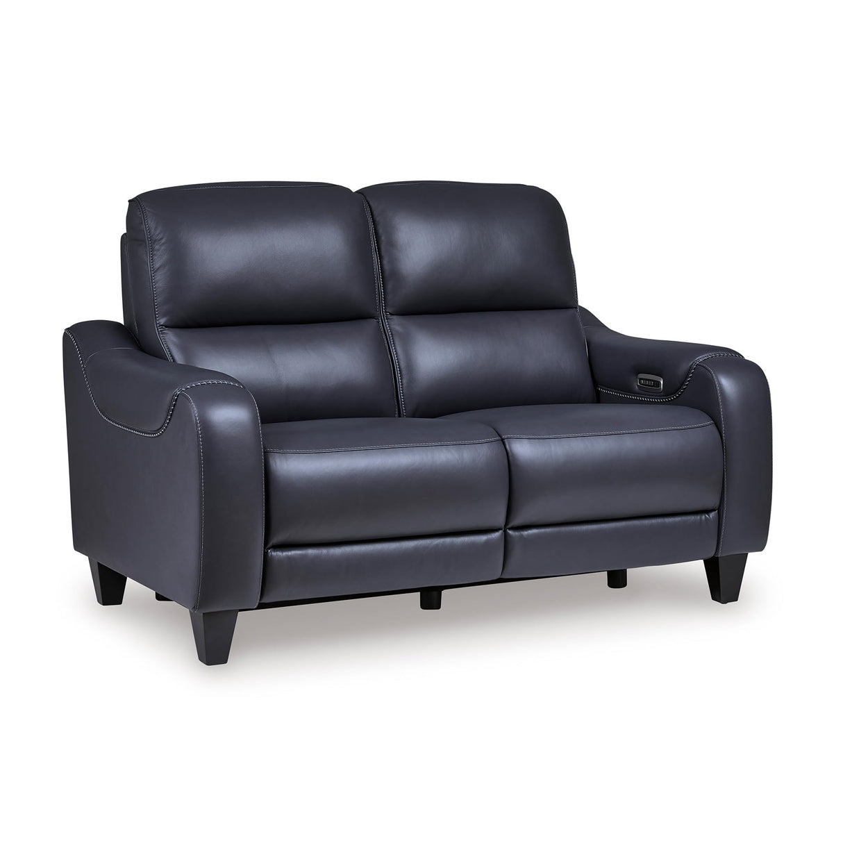 Signature Design by Ashley Mercomatic Contemporary Leather Match Wall Hugger Power Reclining Loveseat with Adjustable Headrest and USB Ports, Blue Signature Design by Ashley
