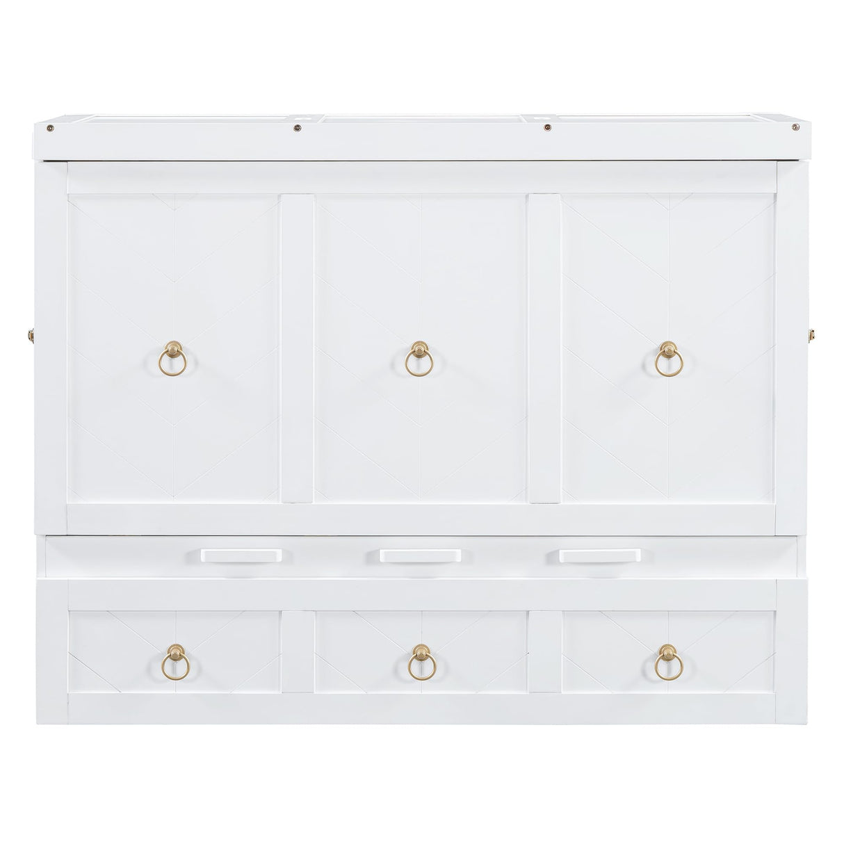 Harper & Bright Designs Full Size Murphy Bed with USB Charging Station/Large Drawer, Wood Full Size Bed Wall Bed with Storage, Cube Cabinet Bed for Home Office Guest Room Bedroom,White Harper & Bright Designs