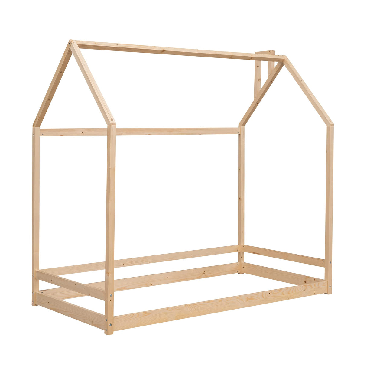 Bellemave Twin Montessori House Bed Frame for Toddlers – Natural Wood Floor Bed for Kids Bellemave