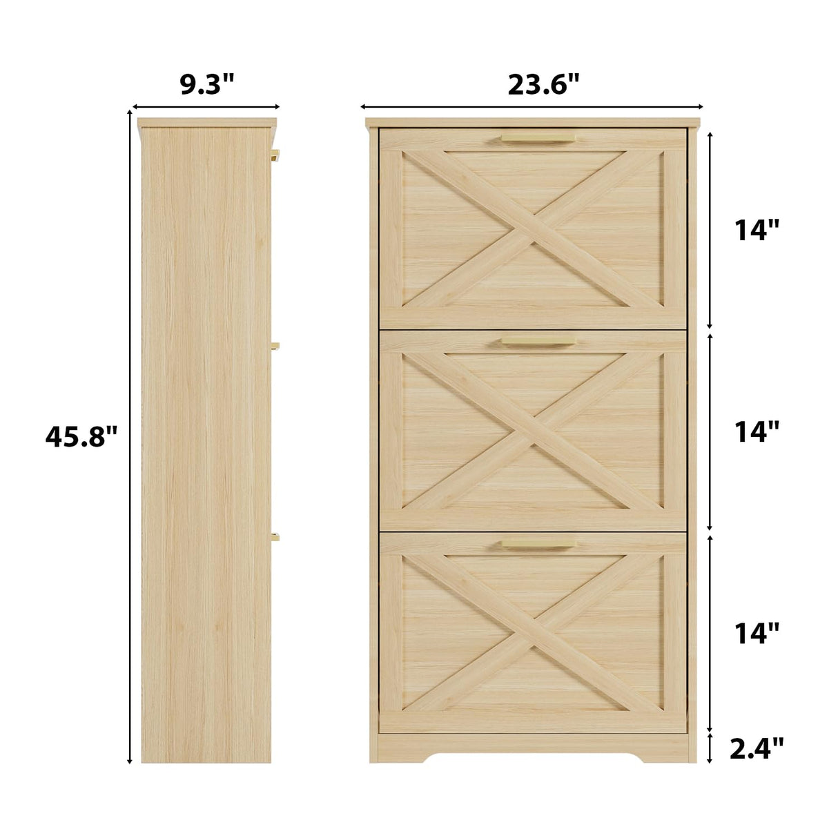 ROMMAK Shoe Cabinet for Entryway with 3 Flip Drawers, 3 Tier Freestanding, Slim Narrow Shoe Organizer Cabinet for Entryway, Hallway, Living Room (Natural Wood) ROMMAK