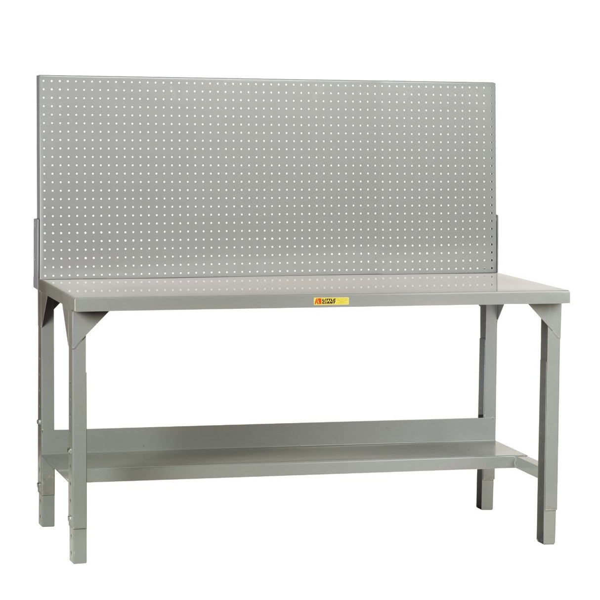 Little Giant WST2-3672-AH-PB Adjustable Height Welded Workbenches with Pegboard Panel, Lower Shelf, 4000 lb. Capacity, 36" Depth x 72" Width, Gray Little Giant