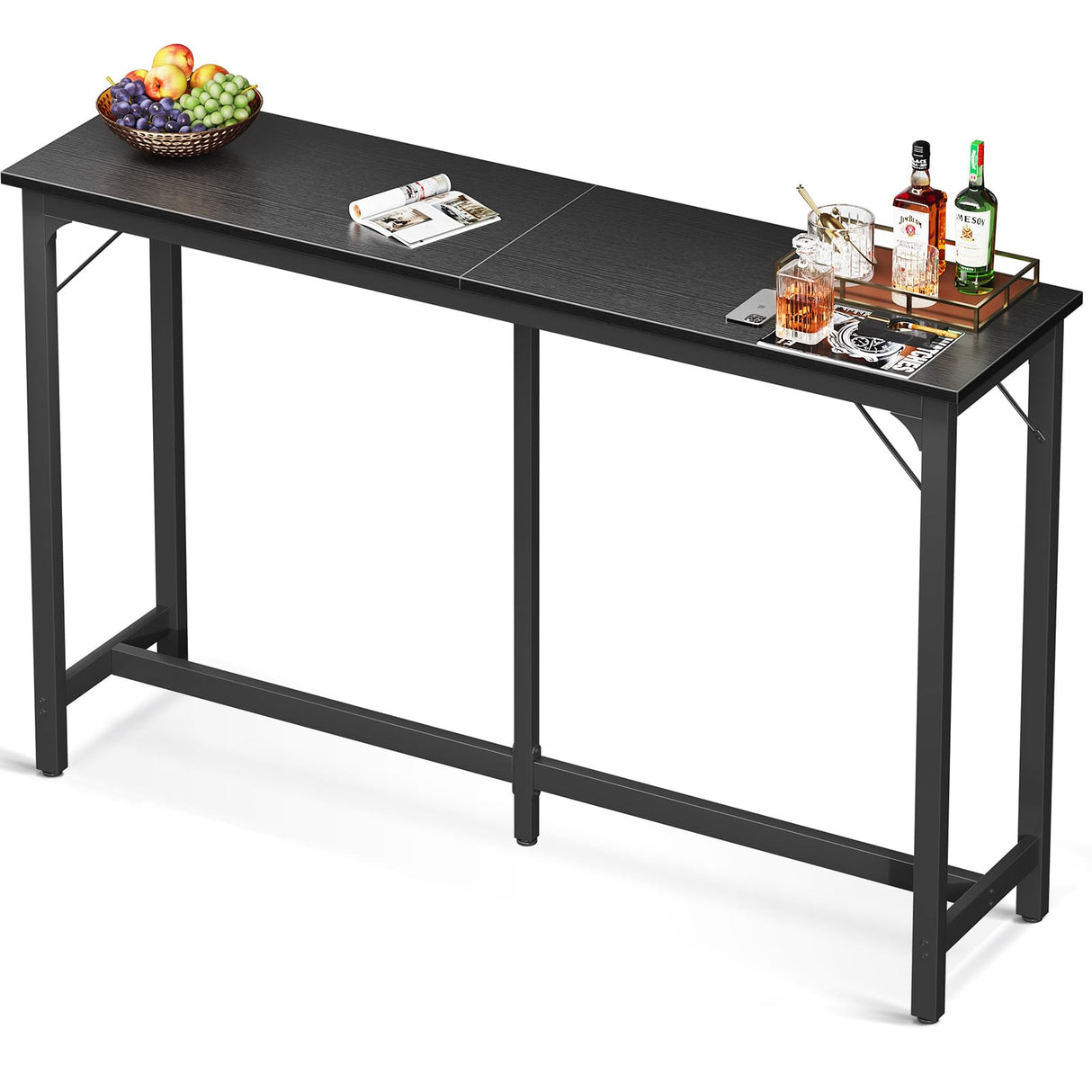 ODK 63 inch Bar Table, Bar Height Pub Table, Counter Height Bar Table, Rectangular High Top Kitchen & Dining Counter Tables with Sturdy Legs & Easy-to-Clean Top, Indoor use, Black ODK