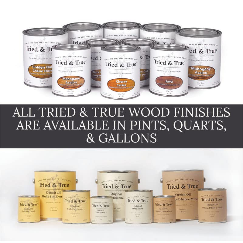 Tried & True Stain + Finish - Dark Walnut - Quart - Natural Stain & Oil Finish for Wood, Pigmented Danish Oil, Food Safe, Solvent Free, VOC Free, Dye Tried & True