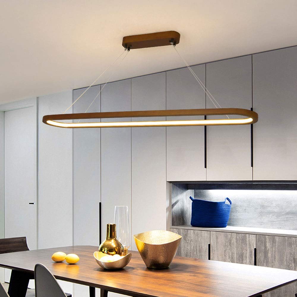 38W LED Ceiling Pendant Lighting Fixture Modern Chandelier Wood Ring Hanging Light Nordic Suspension Lamps for Living Room Bedroom Study Office Hallway Lamp Fixtures (Color : 3 Color Temp) Siet