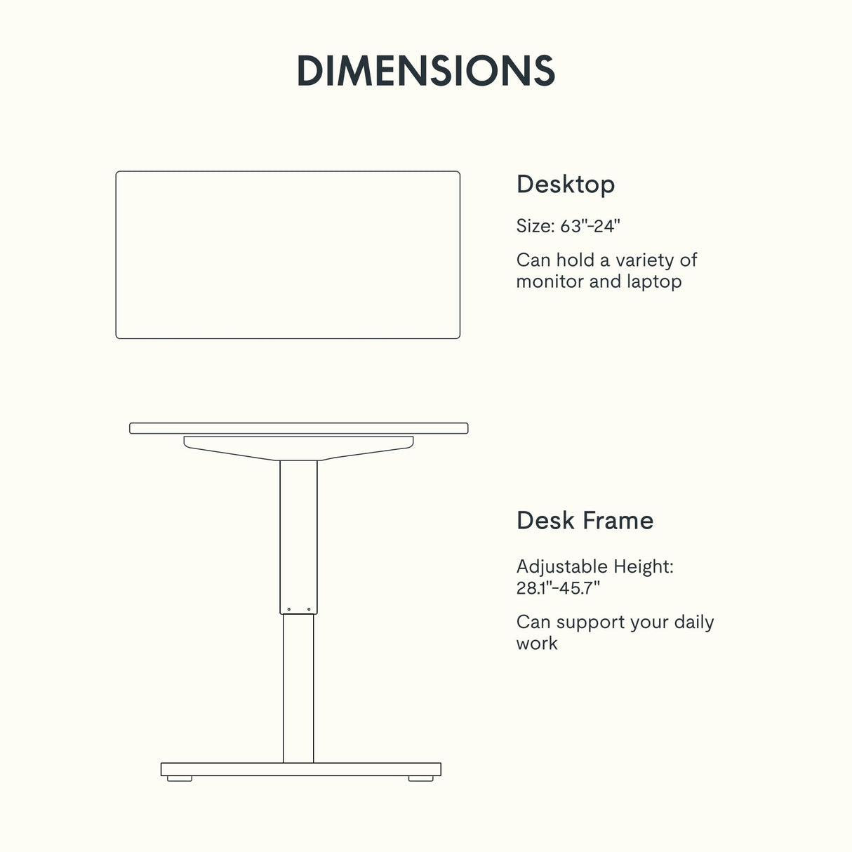 FLEXISPOT EN1 One-Piece Solid Wooden Standing Desk 63 x 24 Inches Height Adjustable Electric Sit Stand Home Office Desks (White Frame + Rubber Wood Top, 2 Packages) FLEXISPOT