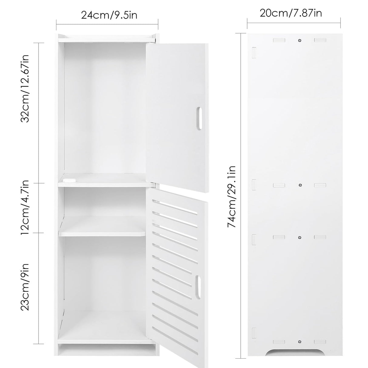 YARUKIMA Bathroom Floor Storage Cabinet,Side Storage Organizer,Bathroom Unit with Door and Shelves,Freestanding Cabinet for Hallway/Living Room, White YARUKIMA