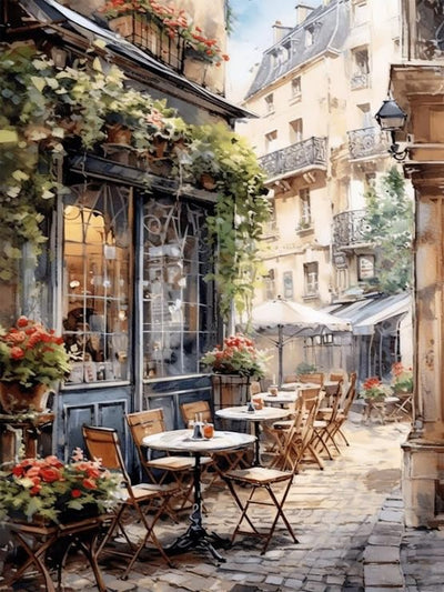 Arttoplus Street Cafe Paint by Numbers Kit for Adults-Street Cafe Adult Paint by Number Kits on Canvas,Landscape Oil Painting by Number Adult for Gift Home Wall Decor(16x20inch)