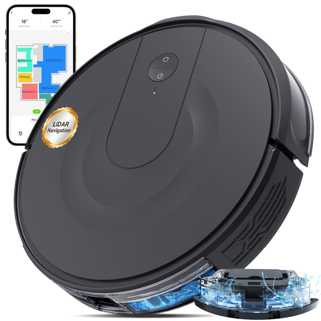 Kokaidia Robot Vacuum and Mop Combo, LiDAR Navigation, 9000Pa Suction Robotic Vacuum Cleaner โ Ultra Slim Design, 200 Min Runtime, Auto Recharge, Customizable Cleaning for Pet Hair, Hard Floors Kokaidia