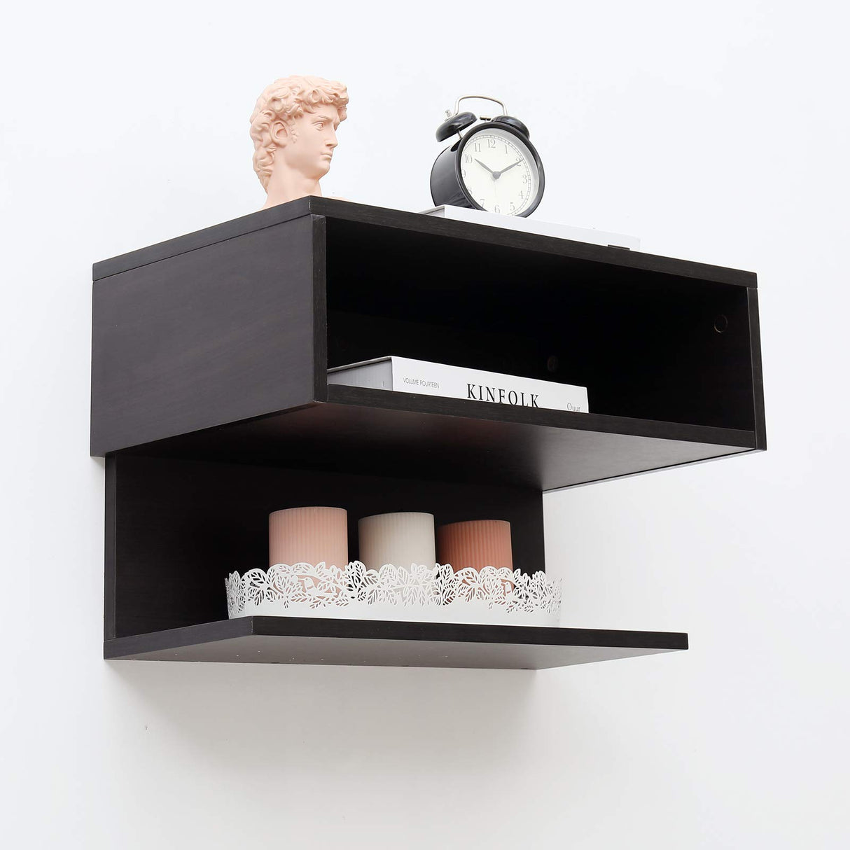 WELLAND Floating Nightstand Side Table.Wall Mounted Shelf with Drawer Storage for Living Room, Bedroom. WELLAND