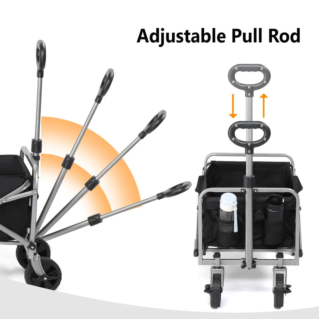 Kshioe Collapsible Wagon, Beach Wagon with Big Wheels for Sand, Grocery Wagon All-Terrain Wheels Garden Grocery Wagon for Shopping Park Picnic, Camping, Beach Trip Kshioe