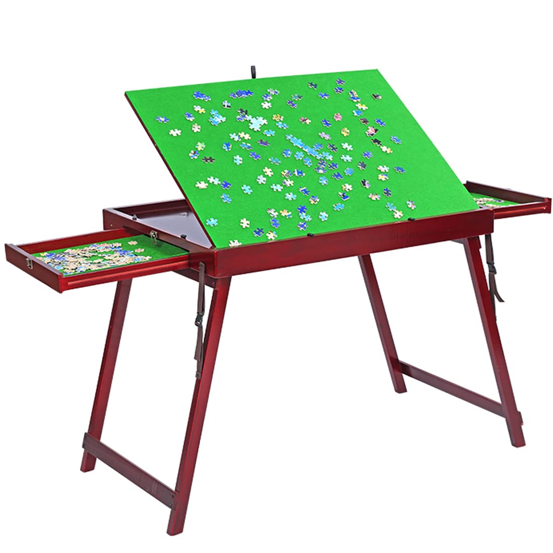 Kcelarec Wooden Jigsaw Table Puzzle Table with2 Drawers for Adults, Tilting Table Board for Games, Gift for Puzzle Amateur, Folding Tilting Table for 1000 Pieces Puzzles Kcelarec