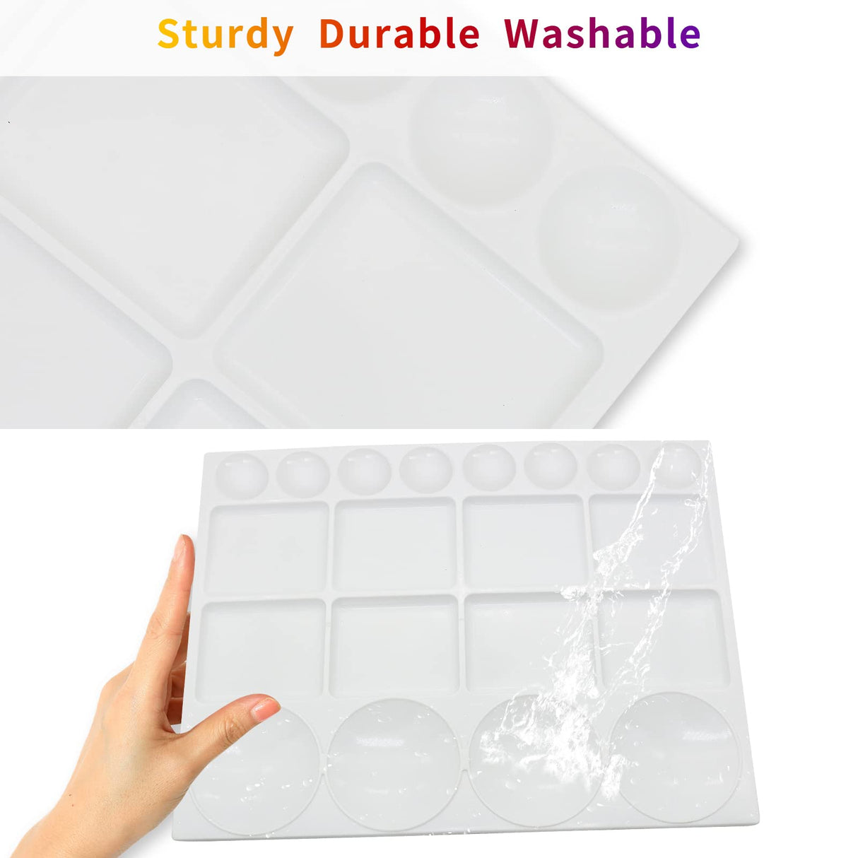 Sweaty Pony 20 Well Watercolor Paint Tray Palette Pallet Acrylic Painting Mixing Plastic Artist Large Square Palette, 13 x 10 Inches, White, 1PCS Sweaty Pony