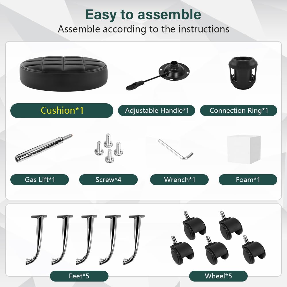 BFTOU Black Classic Swivel Stool with Wheel for Salon Work Home SPA Shop Height-Adjustable and Cost-Effective Rolling Stool Chair Small BFTOU