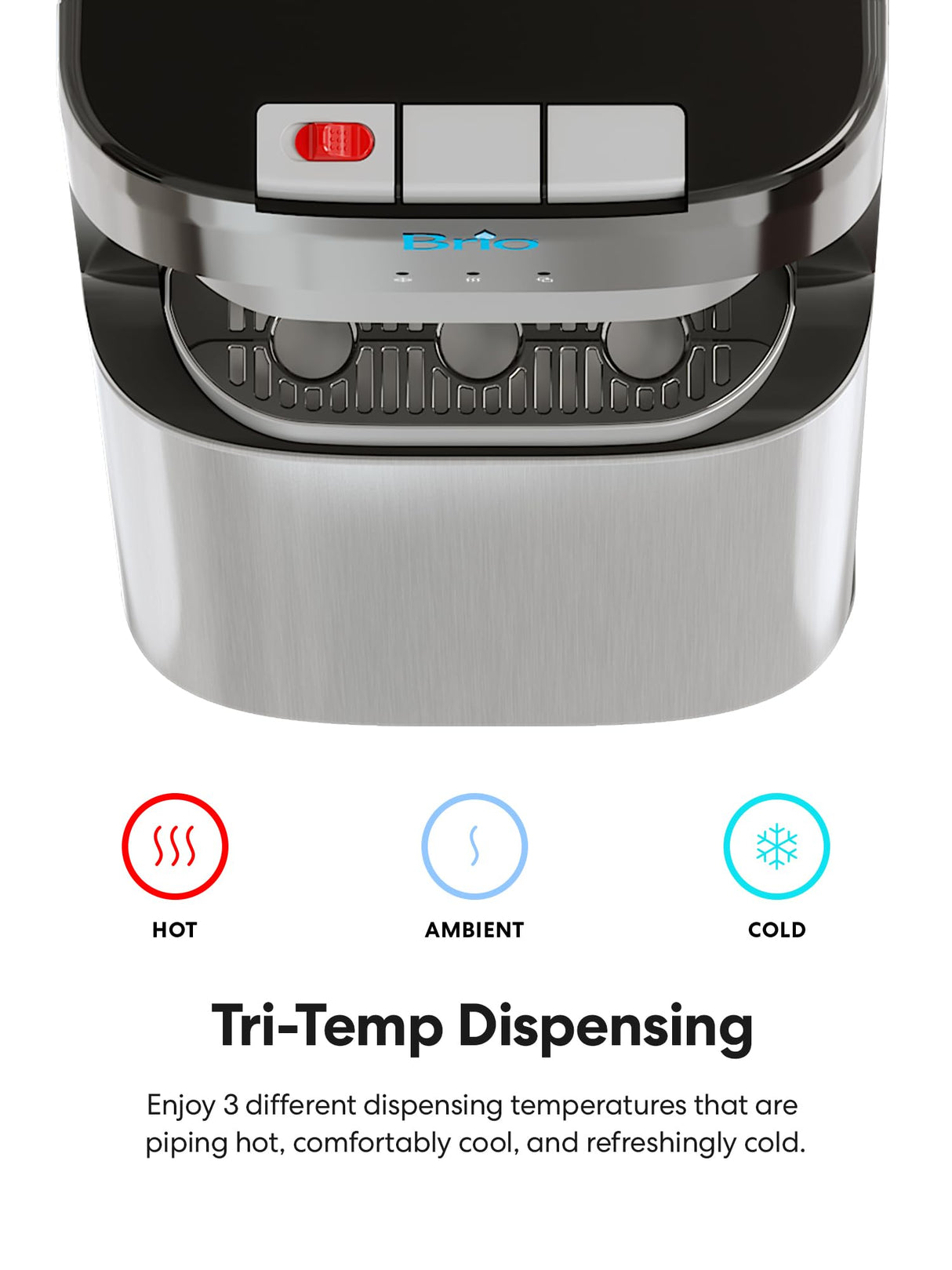 Brio Commercial Grade Bottleless Ultra Safe Reverse Osmosis Drinking Water Filter Water Cooler Dispenser-3 Temperature Settings Hot, Cold & Room Water - UL Approved – Point of Use Brio