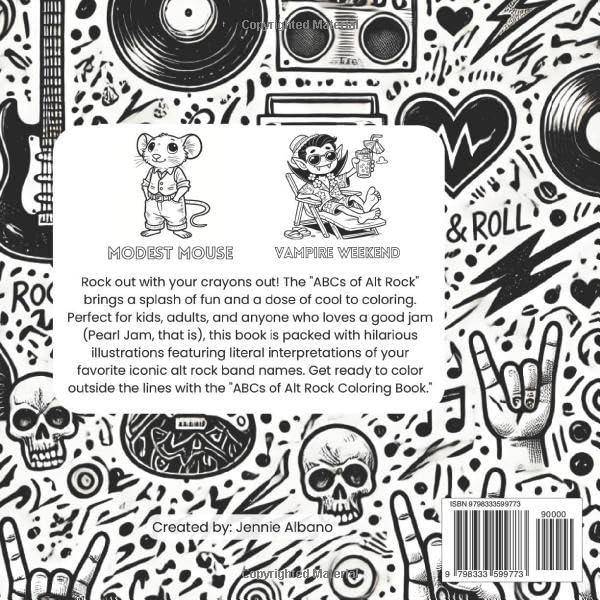 ABC's of Alt Rock Coloring Book: Alphabet Pictographs of Iconic Alt Rock Bands – Coloring Fun for Kids and Adults WoodArtSupply